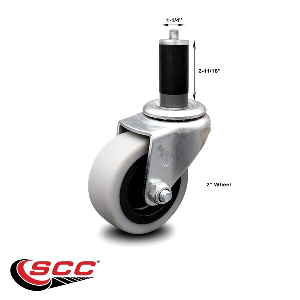 2 Inch Thermoplastic Rubber Wheel 1-1/4 Inch Expanding Stem Caster SCC